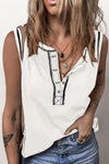 Mist Green Stitching Seam Henley Tank Top