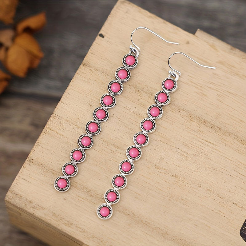 Artificial Turquoise Alloy Bar Earrings