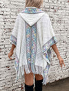 Fringe Half Sleeve Hooded Poncho - Cocoa Yacht Club