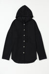 Black Button Up Knitted Sleeve Hoodie