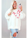 White Sequin Bowknot High Low Oversize Sweatshirt