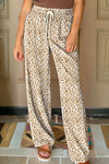 Khaki Leopard Drawstring Loose Pants