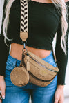 Bright White Floral Colorblock Strap Crossbody Bag with Coin Purse