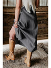 Dark Grey Fully Buttoned Long Denim Skirt