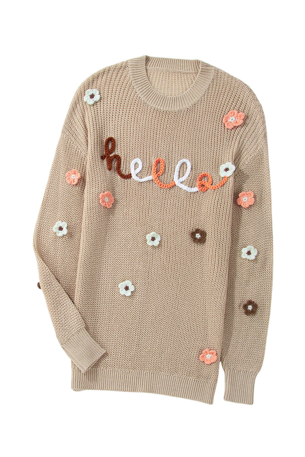 Sweaters Parchment Hello Floral Embroidered Knit Loose Sweater.