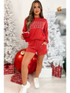 Racing Red Corded MERRY Long Sleeve Top and Shorts Pajama Set