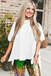 White Plain Side Slit Oversized Tee