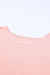 Pink Ruffled Short Sleeve Leopard Splicing Flowy Plus Size Top