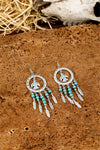 Silvery Bohemian Turquoise Dangle Pendent Earrings
