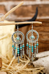 Silvery Bohemian Turquoise Dangle Pendent Earrings