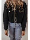 Black Shimmer Flap Pocket Button Up Cardigan