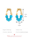 Gold Vintage Turquoise Beaded Hoop Earrings