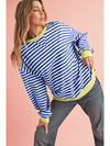 Green Stripe Contrast Edge Oversized Sweatshirt