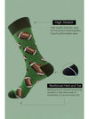 Blackish Green Rugby Football Print Mid-length Socks