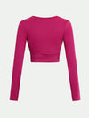 Round Neck Long Sleeve Cropped T-Shirt