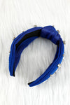 Dark Blue Rhinestone GAMEDAY Pattern Headband