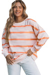 Orange Striped Print Drop Shoulder Pullover Sweatshirt