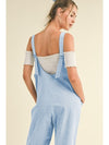 Beau Blue Adjustable Strap V Neck Pocketed Denim Overalls