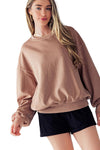 Orchid Petal Exposed Seam Batwing Sleeve Drop Shoulder Sweatshirt