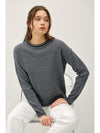 Be Cool Striped Trim Round Neck Long Sleeve Sweater