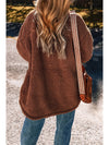 Red Clay Faux Shearling Button Up Jacket