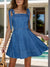 Square Neck Tie Shoulder Denim Dress - Cocoa Yacht Club