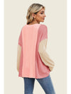 Double Take Texture Contrast Round Neck Long Sleeve T-Shirt