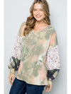 Celeste Full Size Tie-Dye V-Neck Printed Sleeve Blouse