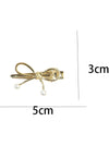 Gold Bow Knot Pearl Decor Plated Alloy Hair Clip