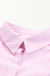 Pink Striped Pocket Button Up Plus Size Shirt