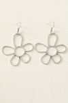 Silvery Alloy Hollowed Flower Hook Earrings