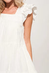 And The Why Origami Pleating Ruffled Sleeve Tiered Dress
