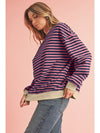 Green Stripe Contrast Edge Oversized Sweatshirt