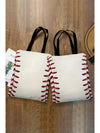 White Baseball Print Canvas Tote Bag 34*2*31cm