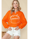 Orange Game Day Lettering Rugby Notched Neck Cropped Sweatshirt