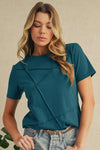 Medium Grey Solid Color Round Neck T Shirt