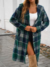 Devine Plaid Long Sleeve Hooded Coat - Cocoa Yacht Club