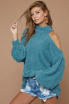 BiBi Belle Sweater Knit Open One Shoulder Turtle Neck
