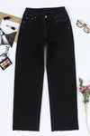 Sky Blue Mid Rise Asymmetrical Waist Wide Leg Jeans