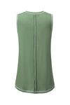 Mist Green Stitching Seam Henley Tank Top