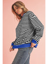 Green Stripe Contrast Edge Oversized Sweatshirt