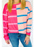 Rose Stripe Color Block Crewneck Long Sleeve Plus Size T Shirt