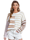 Color Block Drop Shoulder Pullover Striped Sweater