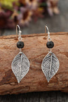 Silvery Vintage Leaf Shape Bead Dangle Earrings