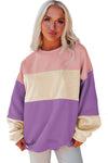 Sky Blue Colorblock Drop Shoulder Sweatshirt