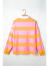 Contrast Striped Collared Neck Long Sleeve Sweatshirt