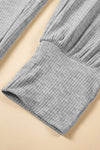 Light Grey Ribbed Dolman Sleeve Top And Pocketed Pants Set