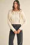 MABLE Ruffled Lace Crochet Sweater