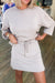 Jet Stream Solid Color Drop Shoulder Pullover Drawstring Mini Skirt Set