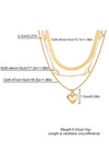Gold 3pcs Heart Pendant Snake Chain Necklace Set